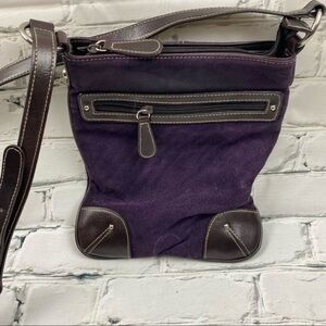 Purple and brown crossbody‎ faux suede